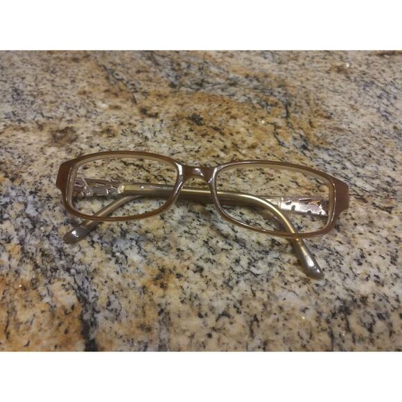 La Scala Womens Eyeglass Nice!!!!! 437 Brown Cream Bronze 52-16-135 - Picture 2 of 10